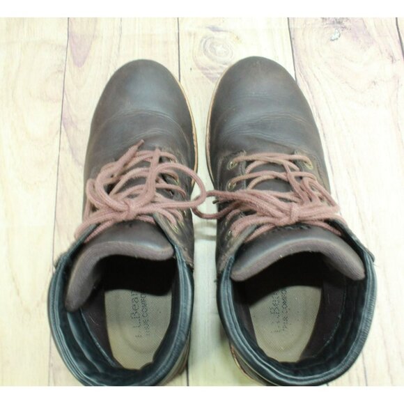 LL Bean Bucksport Brown Leather Plain Toe Waterproof Working Boots Size 11 M